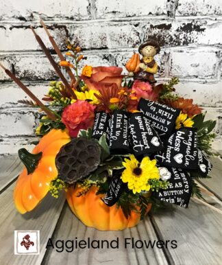 Scarecrows and Autumn Pumpkins