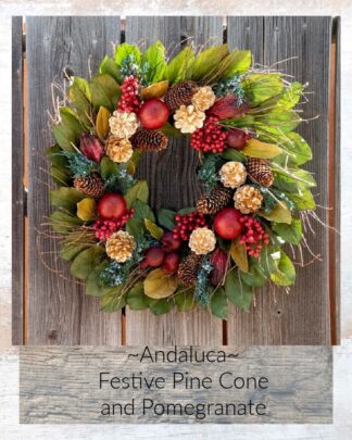 Golden Pine Cones and Pomegranate Wreath