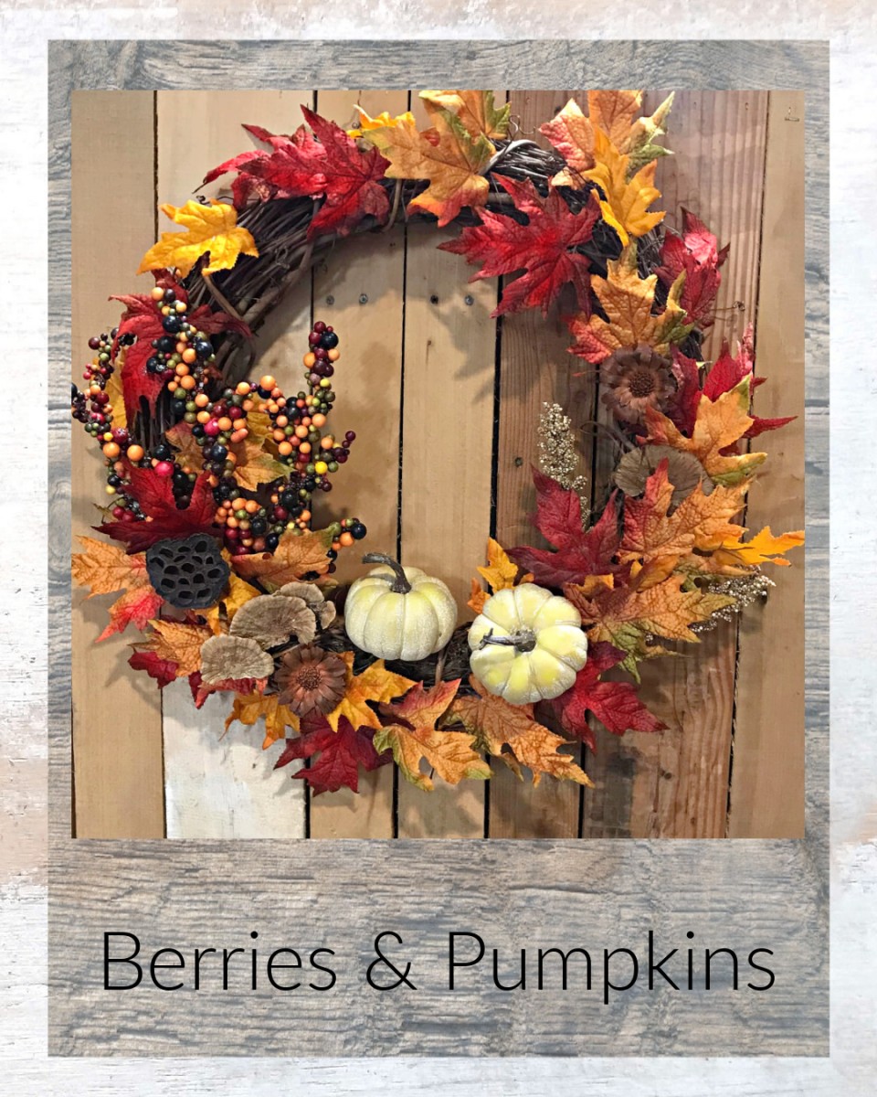 Berries & Pumpkins 20" wreath
