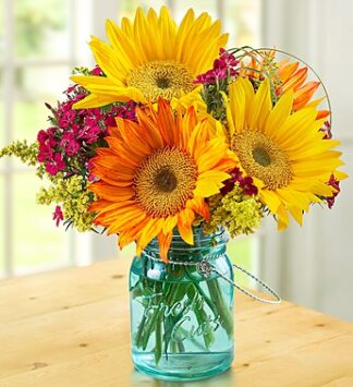 Vintage Sunflowers with Tea