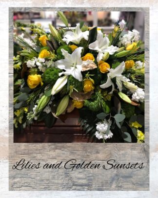 Lilies and Golden Sunsets ~Casket Spray