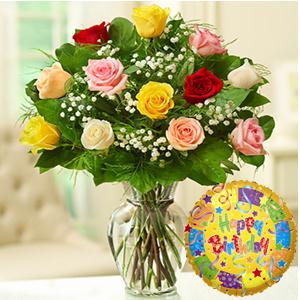 Birthday Roses ~No Large Balloon