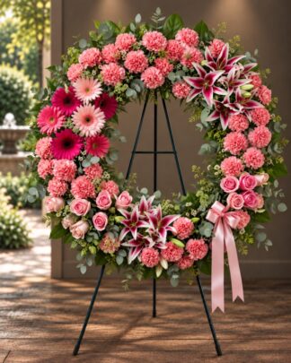 Blushing Remembrace - Wreath Standing Spray