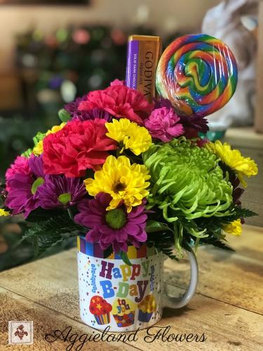 Festive Birthday Mug &  Rainbow Sucker
