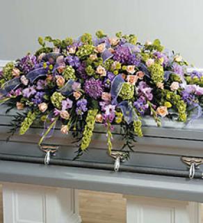 Purple Gardens Full Cover Casket Spray