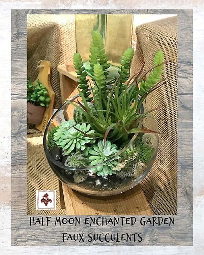 Half Moon Enchanted Garden Faux Succulents