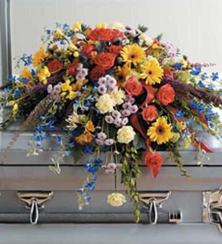 Multicolored Half Cover Casket Spray