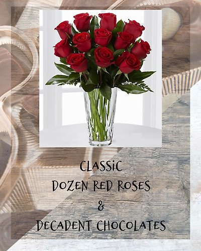 Valentines Classic Red Roses and Luxury Chocolates
