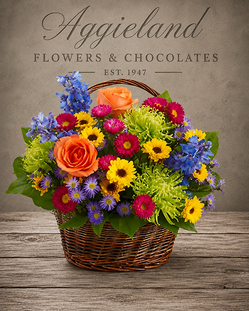 Best Wishes Flower Basket and Balloon
