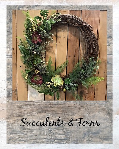 Succulents & Ferns 22\" Wreath