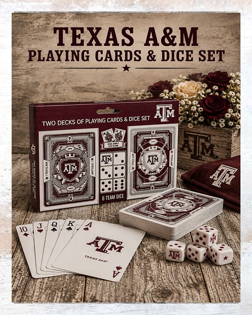 Texas A&M Playing Cards and Dice Set