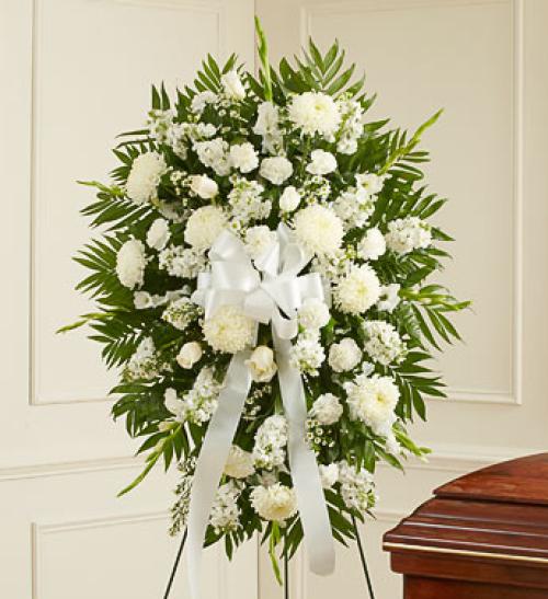 Deepest Sympathy Standing Spray - White