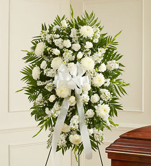 Deepest Sympathy Standing Spray - White