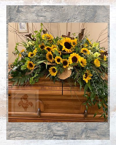 Sunflower Memories Casket Spray
