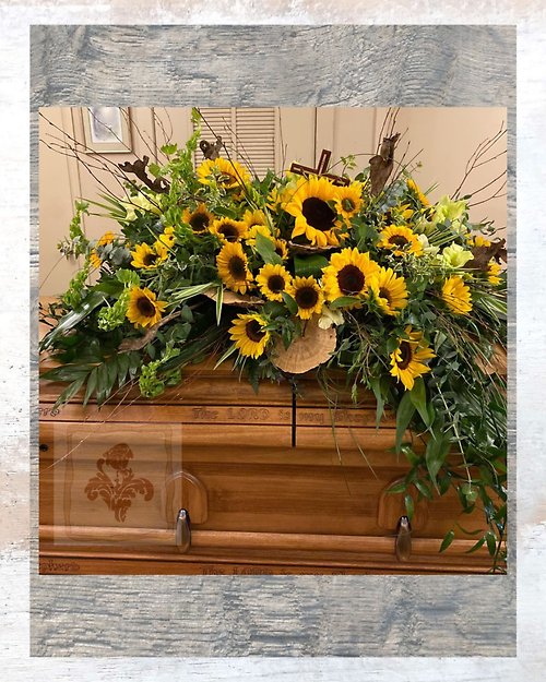 Sunflower Memories Casket Spray