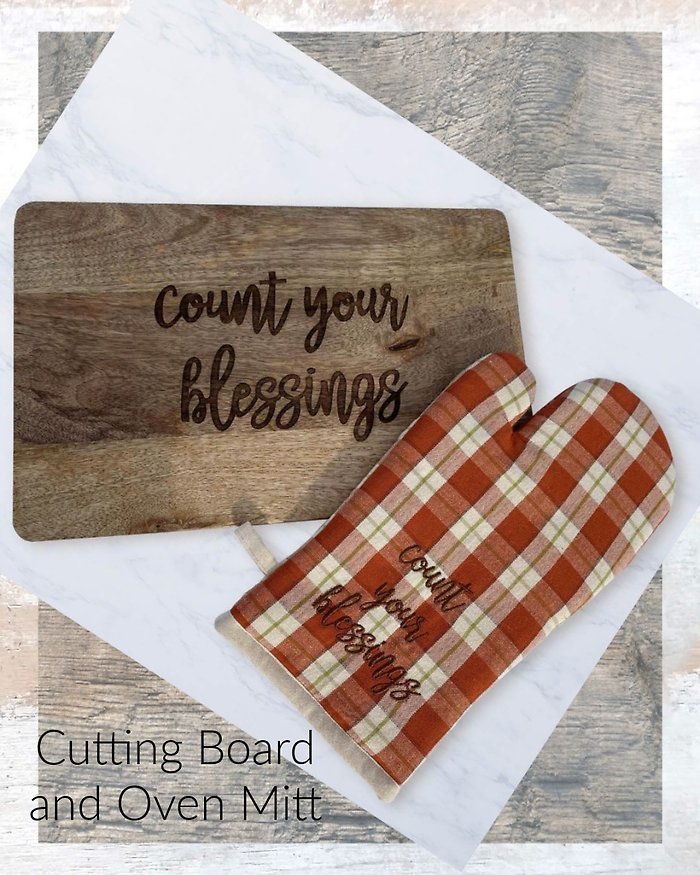 Count your Blessings ~ Oven Mitt & Cutting Board