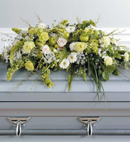 Crisp Green & White Casket Spray