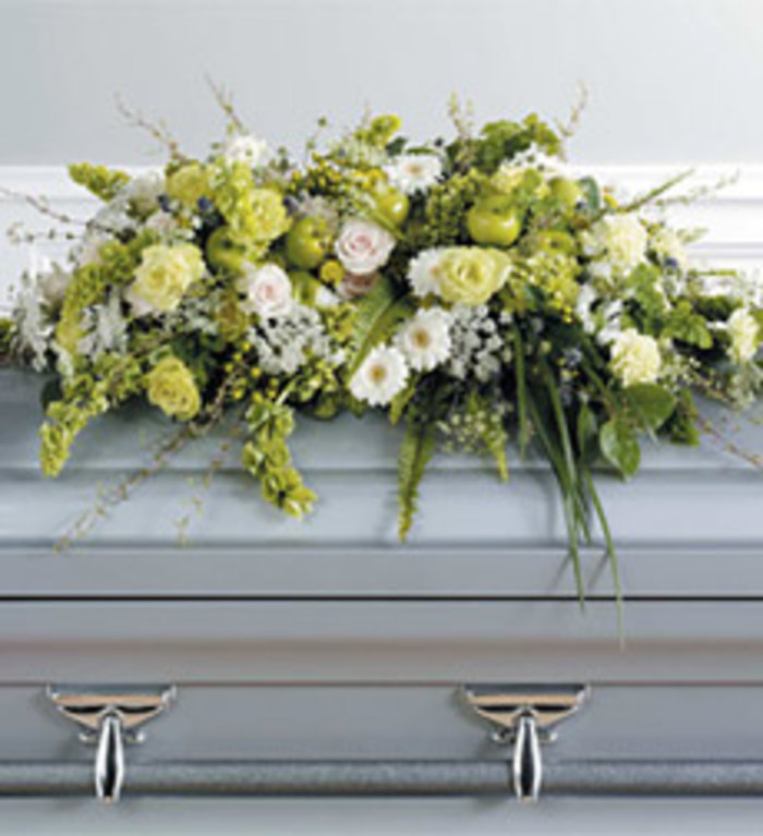 Crisp Green & White Casket Spray