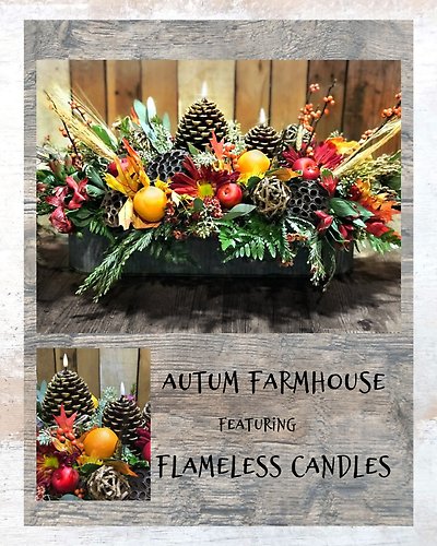Autumn Farmhouse Centerpiece with Flameless Candles