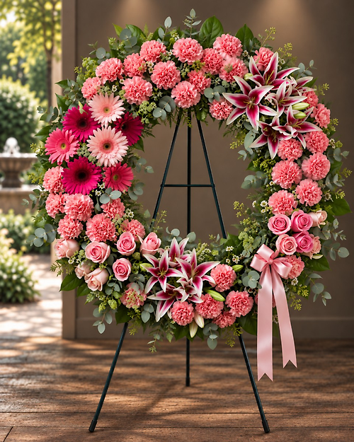 Blushing Remembrace - Wreath Standing Spray