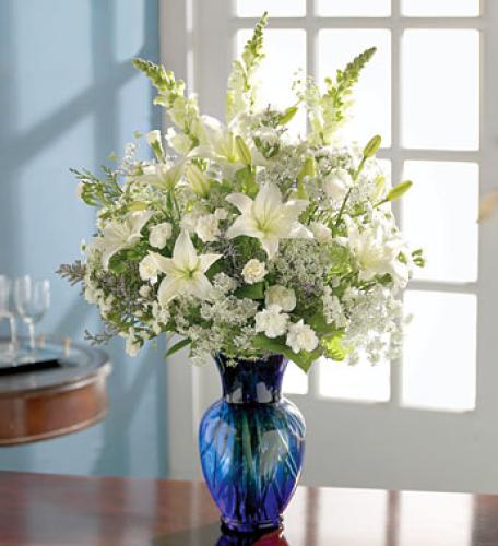 All-White Vase Arrangement for Sympathy