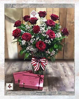 Valentines Classic Red Roses and Luxury Chocolates